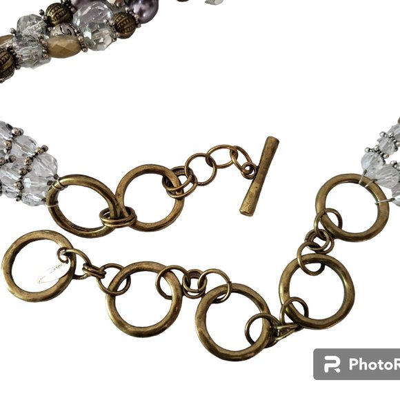 Beaded Adjustable Multi Strand Belt Boho Festival Coldwater Creek Gold Silver - Picture 3 of 5